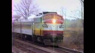 MBTA Commuter inbound on Boston & Lowell Line, Woburn MA on 4/22/1987