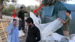 Shade of love: preparation of Irshad hut for cold days