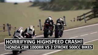 Fatal Highspeed Crash! Honda CBR 1000RR vs 2 Stroke 500cc Bikes