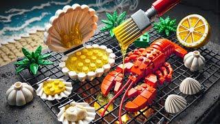 Making Perfect Grilled SeaFood Box IRL || Lego Stop Motion Cooking ASMR