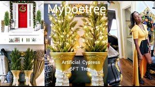 Mypoetree Artificial Cypress Tree 5ft / Christmas 2024 Decorating Ideas Decorate With Me