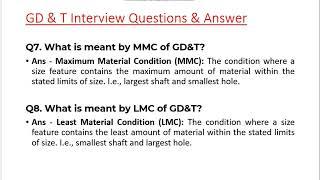 GD & T Interview Questions and answers I Geometric dimension and tolerance I