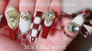 新年美甲法式格紋美甲｜優雅格紋法式｜DIY穿戴美甲｜Nail Manicure｜光療美甲教學｜美甲彩繪｜經驗分享｜네일｜Nail Art｜Nails｜ASMR｜新年美甲｜法式美甲｜紅色美甲｜華麗美甲｜