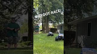 We RACE across the front lawn with our BIGFOOTs  #bigfoot4x4 #traxxas #race #rctruck #rc