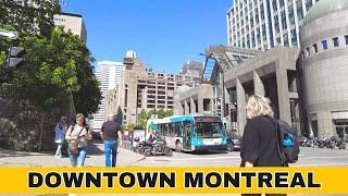 Sunny Downtown Montreal Spring Walk in 4K! Canada Place to Square Victoria OACI Metro Station