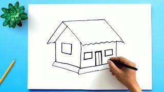 Simple House Drawing  How to Draw a House step by step Easy