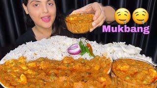 Eating Matar Paneer with Jeera Rice | Butter Paneer Masala | Extra Gravy | Big Bites| Mukbang Eating