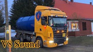 Scania Szambiarka R560 V8 Open pipe sound, Fenix Transport / Hanki