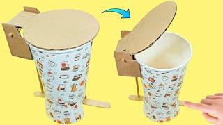 Easy DIY Mini Dustbin With Paper Cup & Cardboard, How To Make Dustbin At Home, DIY Dustbin