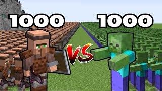 1000 Guard Villagers vs 1000 Zombies | Minecraft Mob Battle