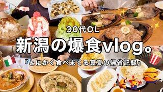 【爆食vlog】新潟実家で食べまくり&遊びまくり真夏の帰省vlogさる〜んステーキ.かき氷.スパゲッティ【後編】