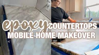 LET’S SEE WHAT I CAN GET DONE IN A DAY MOBILE HOME REMODEL EDITION! hand painted countertops ep.33