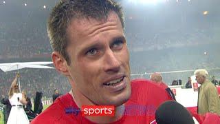 Jamie Carragher after winning the Champions League with Liverpool