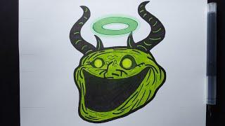 How To Draw Troll Face Demon Green