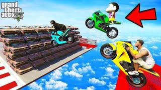 FRANKLIN TRIED IMPOSSIBLE BROKEN CARS SLAB PARKOUR RAMP CHALLENGE GTA 5 | SHINCHAN and CHOP