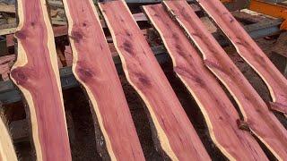 Cedar mantles for the holidays on the Norwood lm30 sawmill