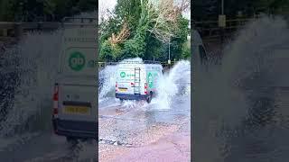 Rufford Ford | Panel Van Crossing the flood | Van splashing river crossing Satisfying Video