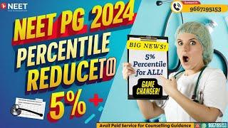 "BIG NEWS! NEET PG 2024 Cutoff DROPPED to 5%  | 5% Percentile for ALL! GAME CHANGER!"