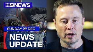 Deadly South Korea plane crash; Elon Musk clashes with Trump supporters | 9 News Australia