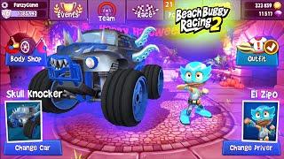 Monster Trucks New Paint Skull Knocker Ft El Zippo New Outfit - Beach Buggy Racing 2