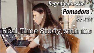 REAL TIME STUDY WITH ME // Study Buddies, Regengeräusche, Pomodoro Sessions, let`s be productive,uni