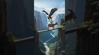  Goat Walks Tightrope to Escape Eagle in Death-Defying Chase!‼️⁉️ #shorts #goat #eagle #babygoat