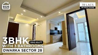 1100 Sq. Ft. 3 BHK Flat for sale in DWARKA SECTOR 28 for 78 Lacs Only with 80% Loan | BRS SHOW S525