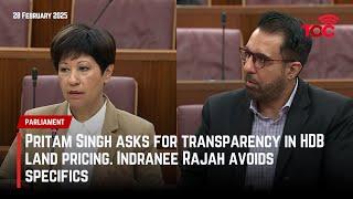 Pritam Singh asks for transparency in HDB land pricing. Indranee Rajah avoids specifics