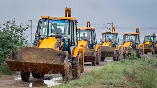 5 JCB 3DX machines go together to plug broken pond in my village | Jcb vs jcb