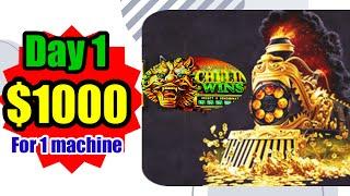 3 Day challenge-1 machine for $1000. Let’s see how long it can last. Win or lose? Dragon train first