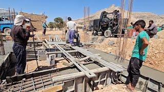 construction of the Afshin family; Foundation concreting and house construction