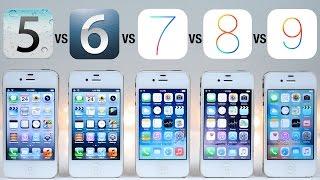 iOS 5 vs iOS 6 vs iOS 7 vs iOS 8 vs iOS 9 on iPhone 4S Speed Test