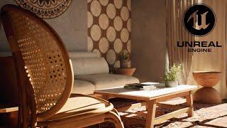 Living Room with Mandala Art | Unreal Engine 5.4 | Agaram Architects