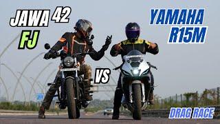 Yamaha R15m vs Jawa 42 FJ Drag Race