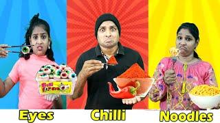 spoon vs fork vs chopsticks challenge | Food challenge | Monika Prabhu