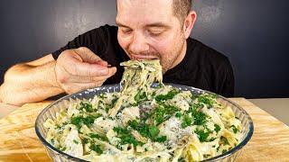 ASMR MUKBANG CHICKEN ALFREDO PASTA | COOKING & EATING | DAVE KAY ASMR