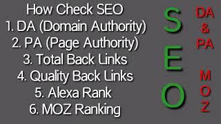 Check DA PA - SEO TIPS - MOZ RANKING - WEBSITE ALEXA RANKING