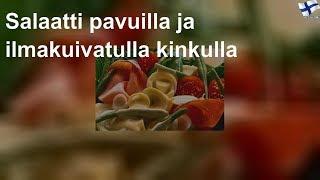 Salaatti pavuilla ja ilmakuivatulla kinkulla