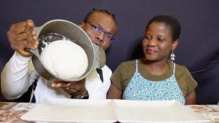 ASMR RICE FUFU AND OKRA SOUP WITH STEW sumptuous NIGERIAN FOOD MUKBANG AFRICAN FOOD MUKBANG