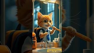 Cute Cat  Finds Her School Bag with Friends  #ai #cat #shorts