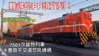 難得的PP頭貨列！7501次貨物列車 永豐路平交道怒吼通過