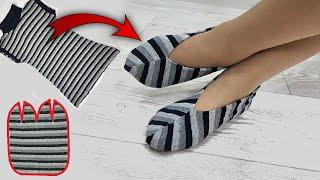 Just 9 minutes! How to easily sew slippers from an old sweatshirt