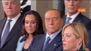 Silvio Berlusconi annuisce durante le dichiarazioni di Giorgia Meloni al Quirinale