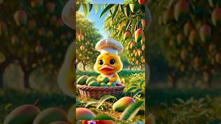  Cute Yellow Duckling Makes Mango Fruit Salad!  | #Shorts #Duck #CuteDuck #Cartoon #AI