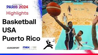 USA vs. Puerto Rico Basketball Highlights | Anthony Edwards scores 26 at Olympics  | #Paris2024