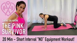 20 Min. Short Interval NO Equipment Workout | Tammy Salamone, The Pink Survivor