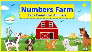 Counting Animals on Numbers Farm | 123 | Count to 10 | Preschool | BrainyBeams