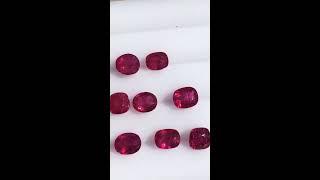 Burmese Natural Rubies 19 pieces, 29.09 cts, Round/Oval/Cushion Shape, Vivid Red Color.