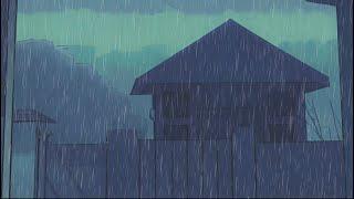 Rainy Anime Haven: Serene Rain Sounds with Thunder Over Scenic Home! #84