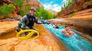 Searching for Treasure at FAMOUS SLIDE ROCK!! (mystery fish)